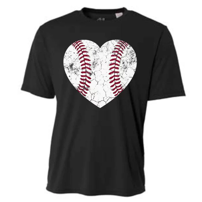 Mother's Day Gift Distressed Heart Baseball Heart Mom Mama Cooling Performance Crew T-Shirt