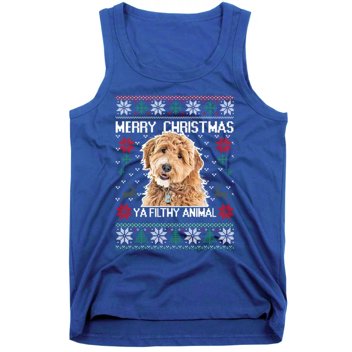 Merry Dogmas Golden Doodle Dog Funny Christmas Ugly Sweater Gift Tank Top