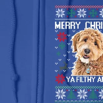 Merry Dogmas Golden Doodle Dog Funny Christmas Ugly Sweater Gift Full Zip Hoodie