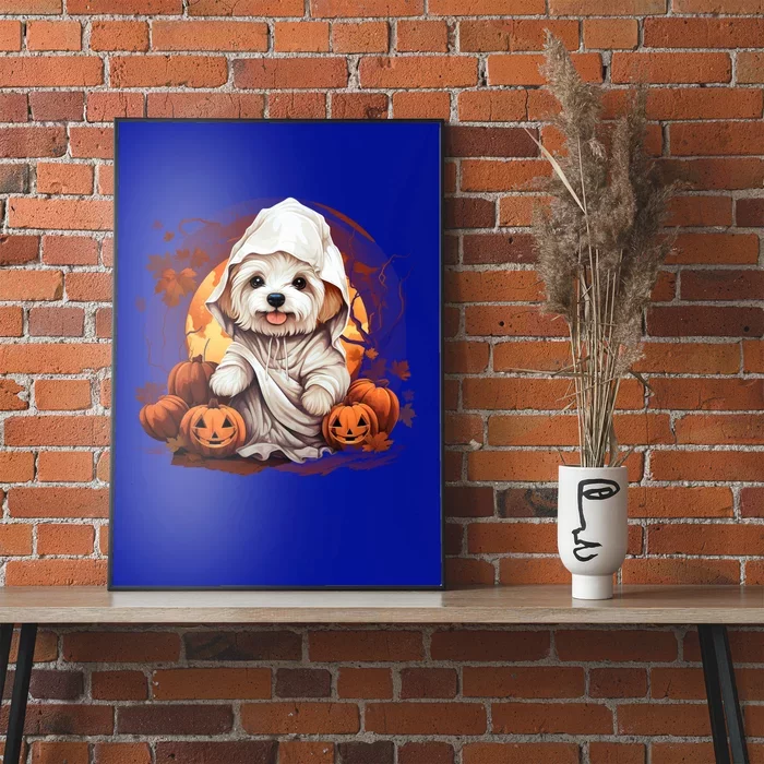 Maltese Dog Ghost Funny Halloween Pumpkin For Dog Lovers Funny Gift Poster