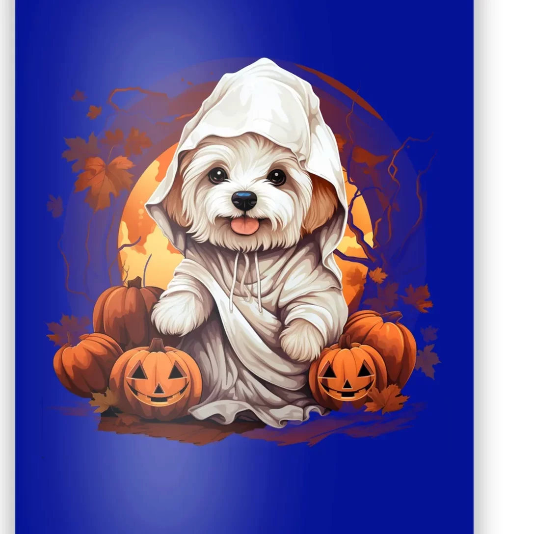 Maltese Dog Ghost Funny Halloween Pumpkin For Dog Lovers Funny Gift Poster