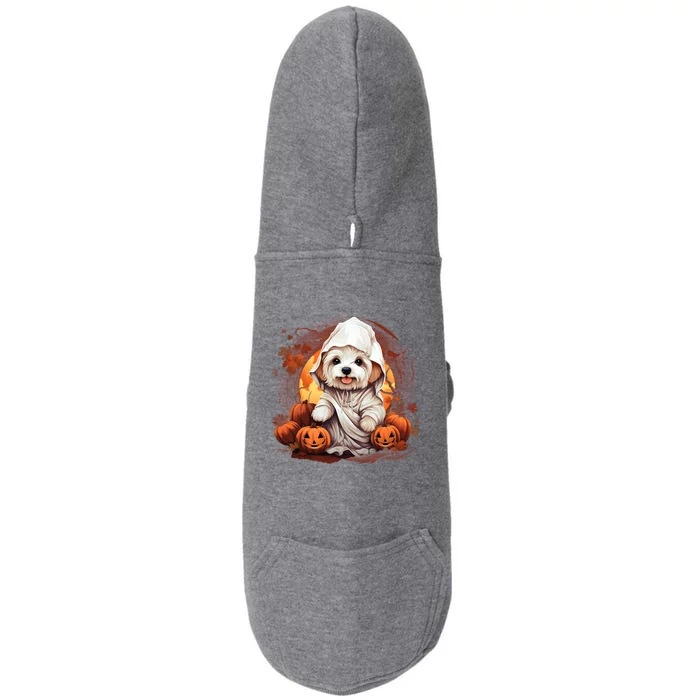 Maltese Dog Ghost Funny Halloween Pumpkin For Dog Lovers Funny Gift Doggie 3-End Fleece Hoodie