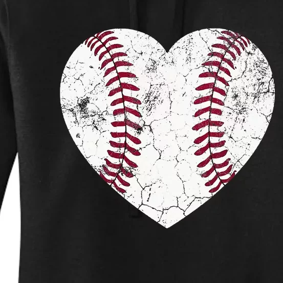 Mother's Day Gift Distressed Heart Baseball Heart Mom Mama Women's Pullover Hoodie