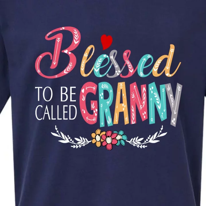 Mothers Day Gift Blessed To Be Called Granny Sueded Cloud Jersey T-Shirt