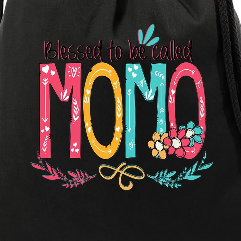 Mothers Day Gift Blessed To Be Called Momo Drawstring Bag