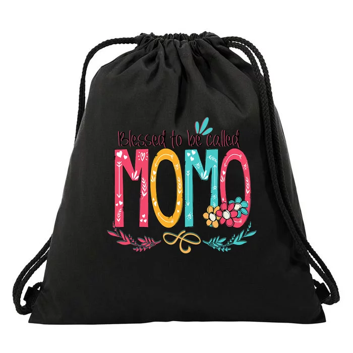 Mothers Day Gift Blessed To Be Called Momo Drawstring Bag