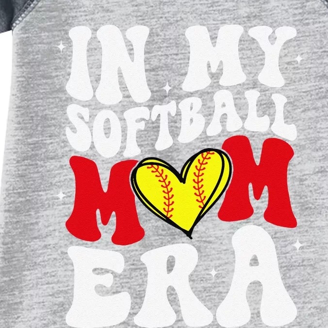 Mothers Day Gifts In My Softball Mom Era Funny Softball Mama Infant Baby Jersey Bodysuit