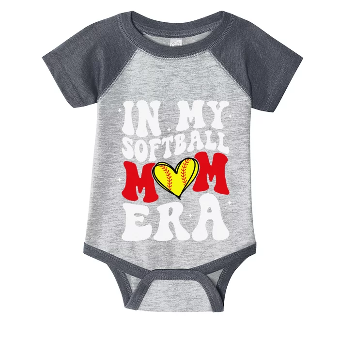 Mothers Day Gifts In My Softball Mom Era Funny Softball Mama Infant Baby Jersey Bodysuit