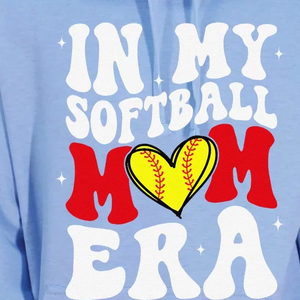 Mothers Day Gifts In My Softball Mom Era Funny Softball Mama Unisex Surf Hoodie