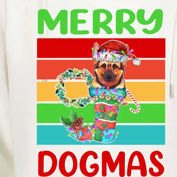 Merry Dogmas Ger Shepherd Christmas Dog Puppy Funny Xmas Great Gift Womens Funnel Neck Pullover Hood