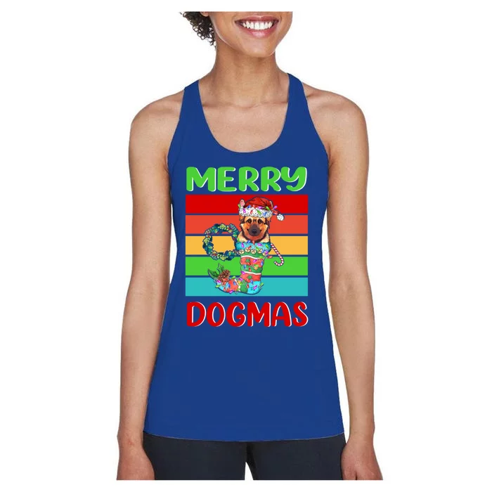 Merry Dogmas Ger Shepherd Christmas Dog Puppy Funny Xmas Great Gift Women's Racerback Tank