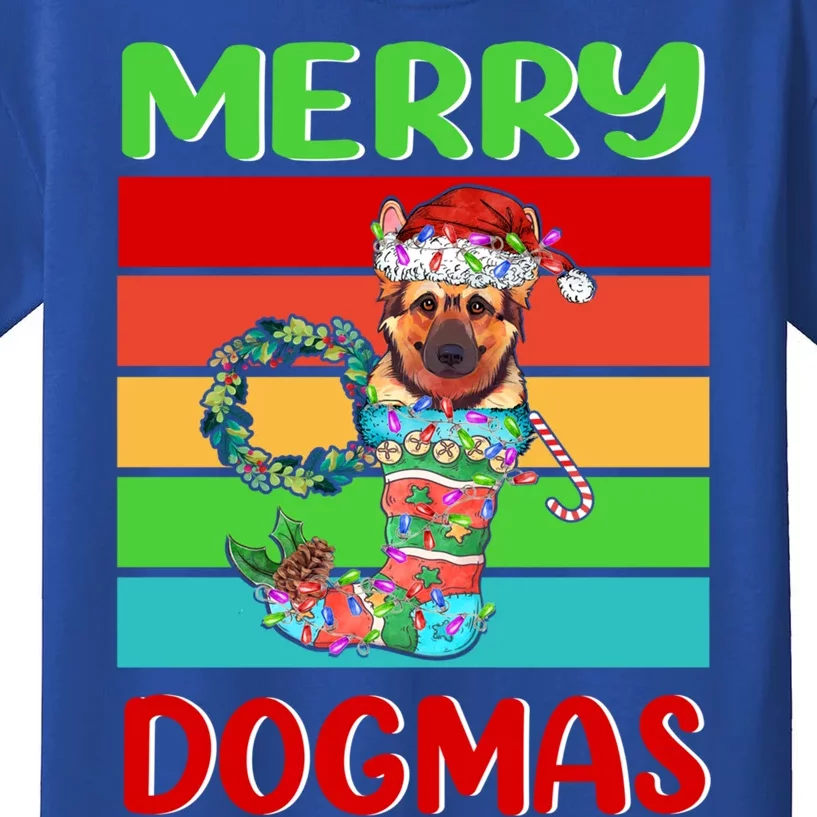 Merry Dogmas Ger Shepherd Christmas Dog Puppy Funny Xmas Great Gift Kids T-Shirt