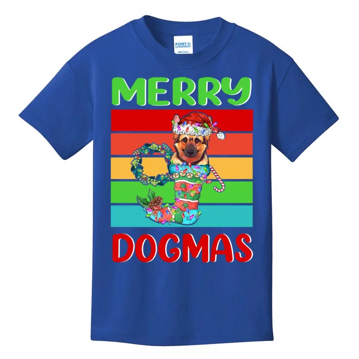 Merry Dogmas Ger Shepherd Christmas Dog Puppy Funny Xmas Great Gift Kids T-Shirt