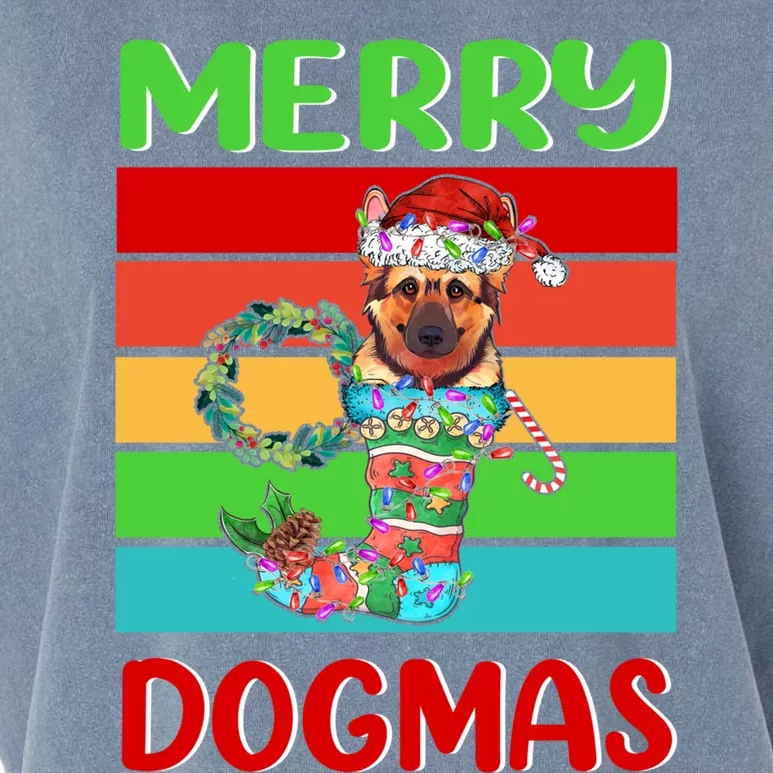 Merry Dogmas Ger Shepherd Christmas Dog Puppy Funny Xmas Great Gift Garment-Dyed Women's Muscle Tee