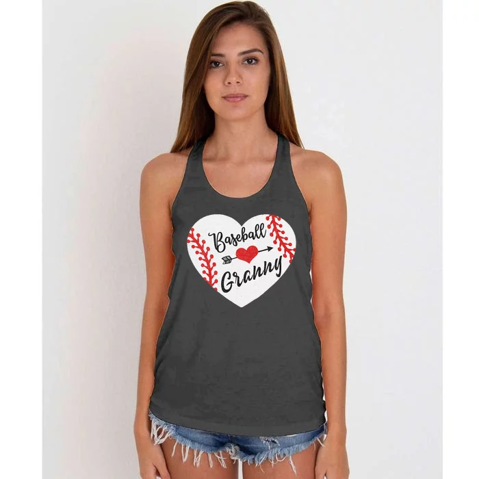 Mother's Day Gift Distressed Heart Baseball Heart Mama Women's Knotted Racerback Tank