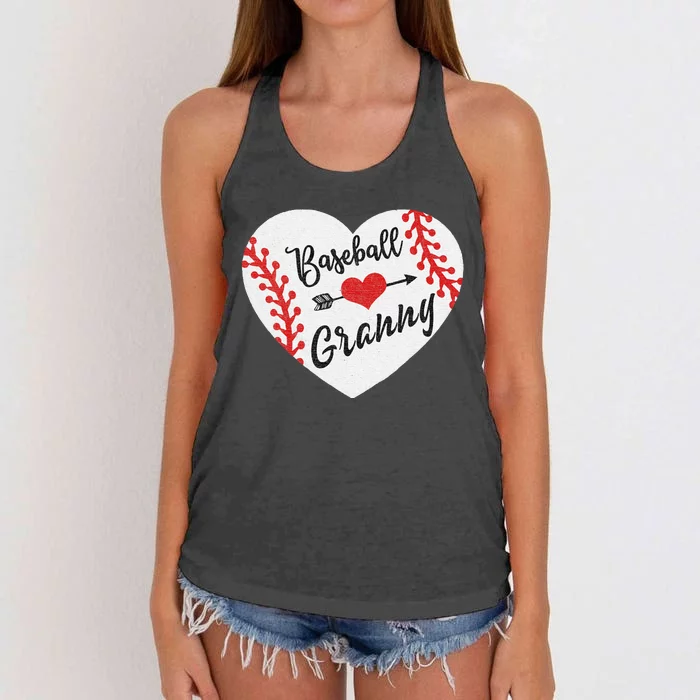 Mother's Day Gift Distressed Heart Baseball Heart Mama Women's Knotted Racerback Tank