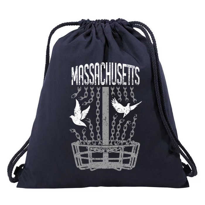 Massachusetts Disc Golf Player Breaking Chains Birdie Gift Drawstring Bag