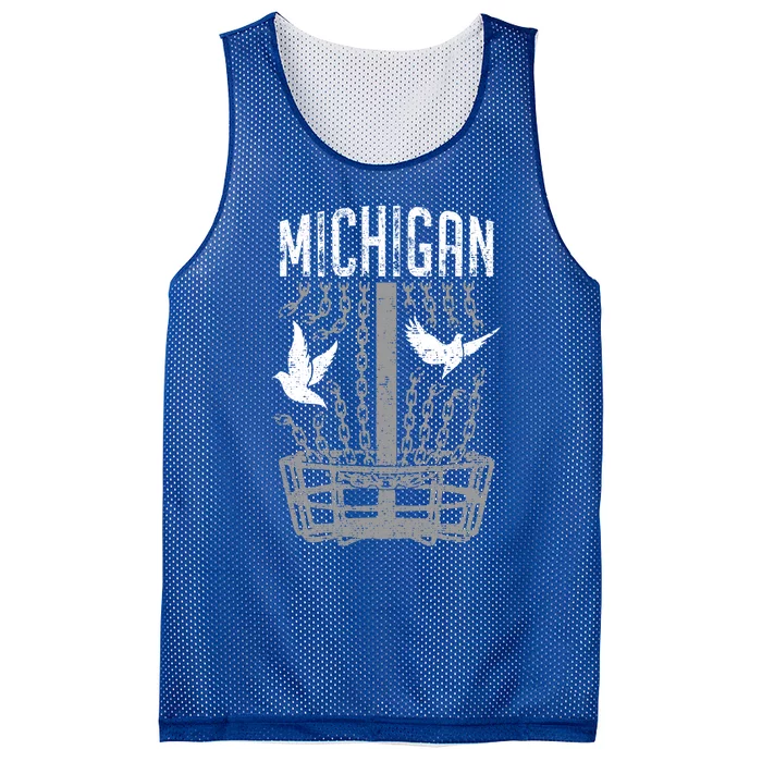 Michigan Disc Golf Player Breaking Chains Birdie Cute Gift Mesh Reversible Basketball Jersey Tank