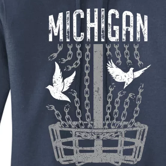 Michigan Disc Golf Player Breaking Chains Birdie Cute Gift Women's Pullover Hoodie