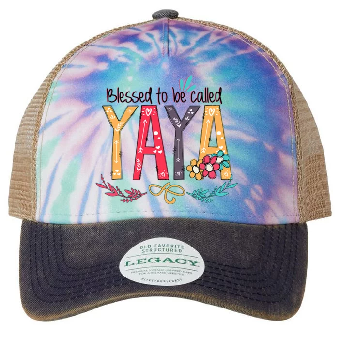 Mothers Day Gift Blessed To Be Called Yaya Legacy Tie Dye Trucker Hat