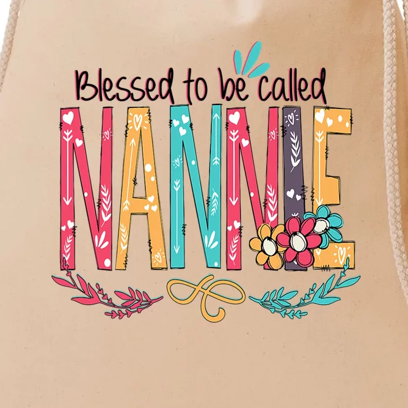 Mothers Day Gift Blessed To Be Called Nannie Drawstring Bag