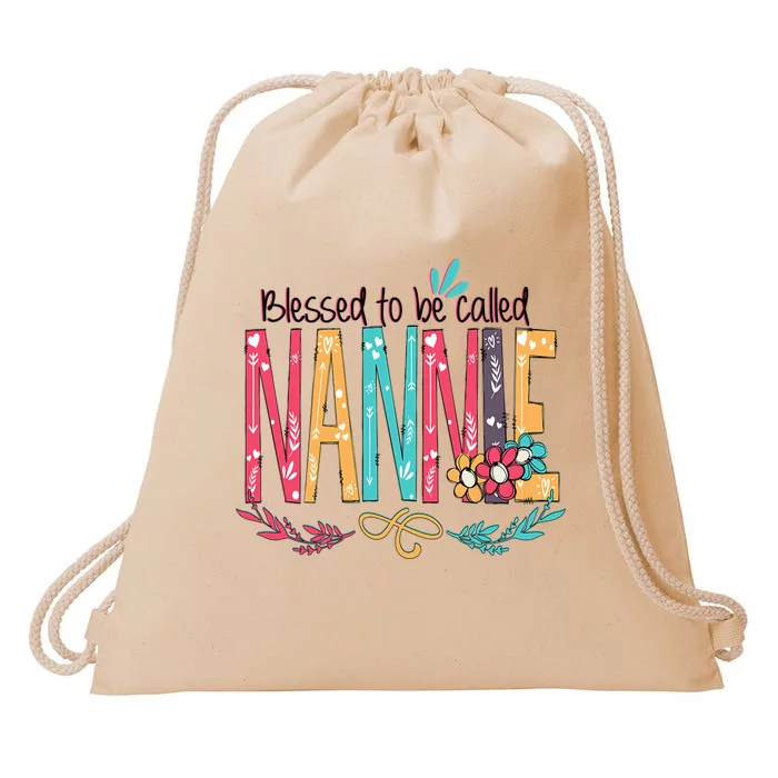 Mothers Day Gift Blessed To Be Called Nannie Drawstring Bag