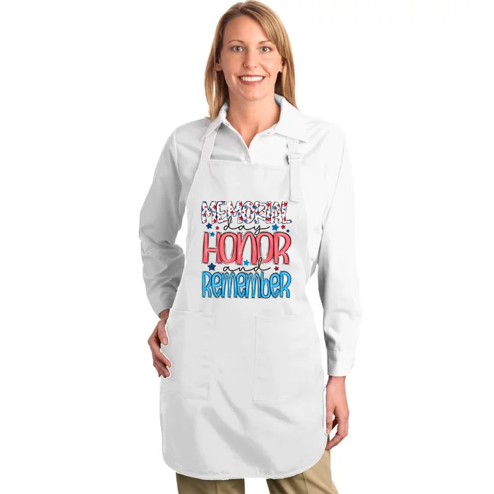 Memorial Day Honor And Remember 4th Of July Full-Length Apron With Pocket