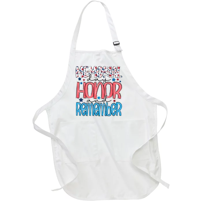 Memorial Day Honor And Remember 4th Of July Full-Length Apron With Pocket