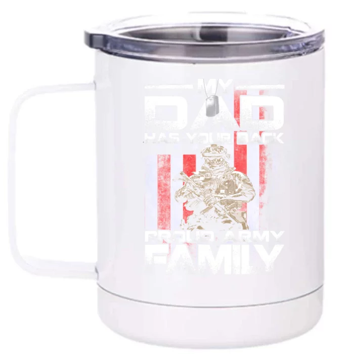 My Dad Has Your Back Proud Army Family Great Gift Front & Back 12oz Stainless Steel Tumbler Cup