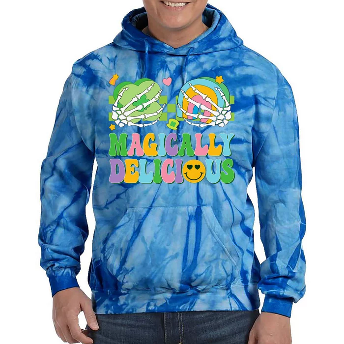 Magically Delicious Hippie St Patrick's Day Skeleton Charms Tie Dye Hoodie