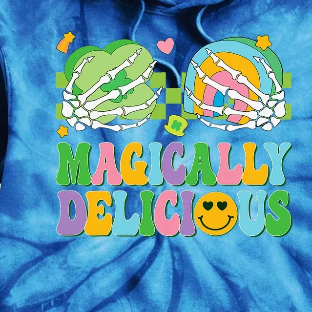 Magically Delicious Hippie St Patrick's Day Skeleton Charms Tie Dye Hoodie