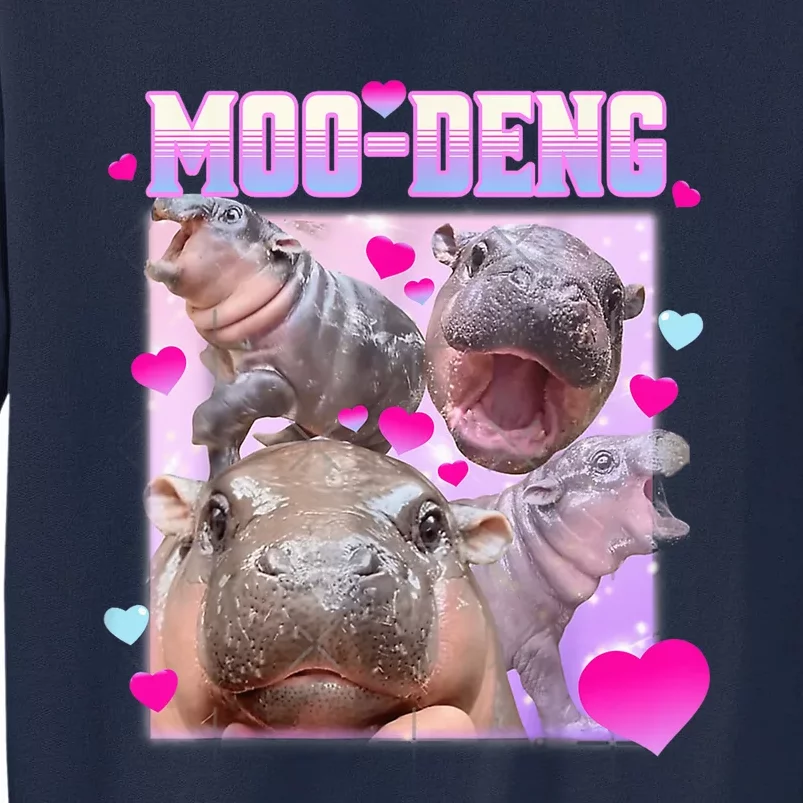 Moo Deng Hippo Baby Pygmy Funny Hippo With Hearts Tall Sweatshirt