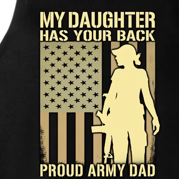 My Daughter Has Your Back Gift Proud Army Dad Military Father Gift Ladies Tri-Blend Wicking Tank