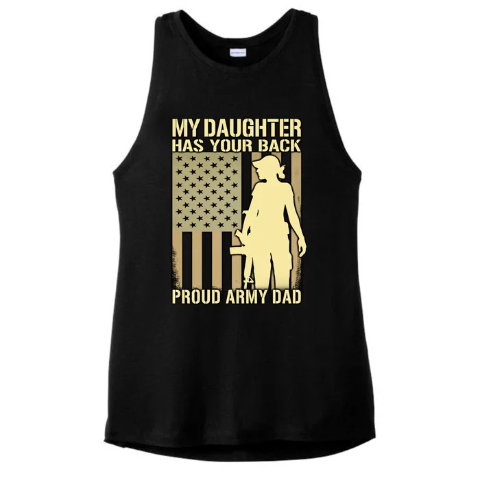 My Daughter Has Your Back Gift Proud Army Dad Military Father Gift Ladies Tri-Blend Wicking Tank