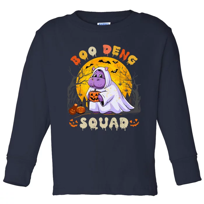 Moo Deng Hippo Cute Baby Pygmy Hippo Squad Halloween Costume Toddler Long Sleeve Shirt