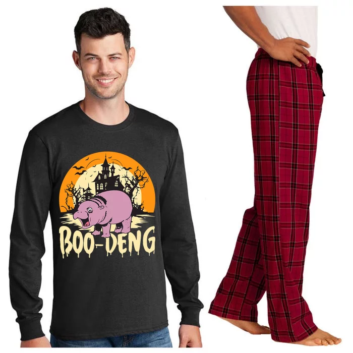 Moo Deng Halloween Boo Deng Halloween Long Sleeve Pajama Set