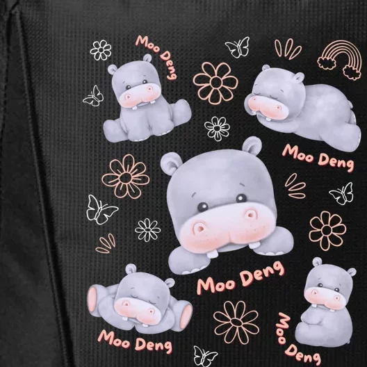 Moo Deng Hippo Pig Flower Cute Baby Pygmy Moodeng Souvenir City Backpack