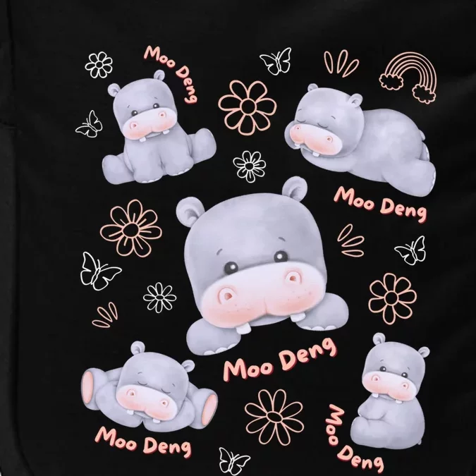 Moo Deng Hippo Pig Flower Cute Baby Pygmy Moodeng Souvenir Impact Tech Backpack