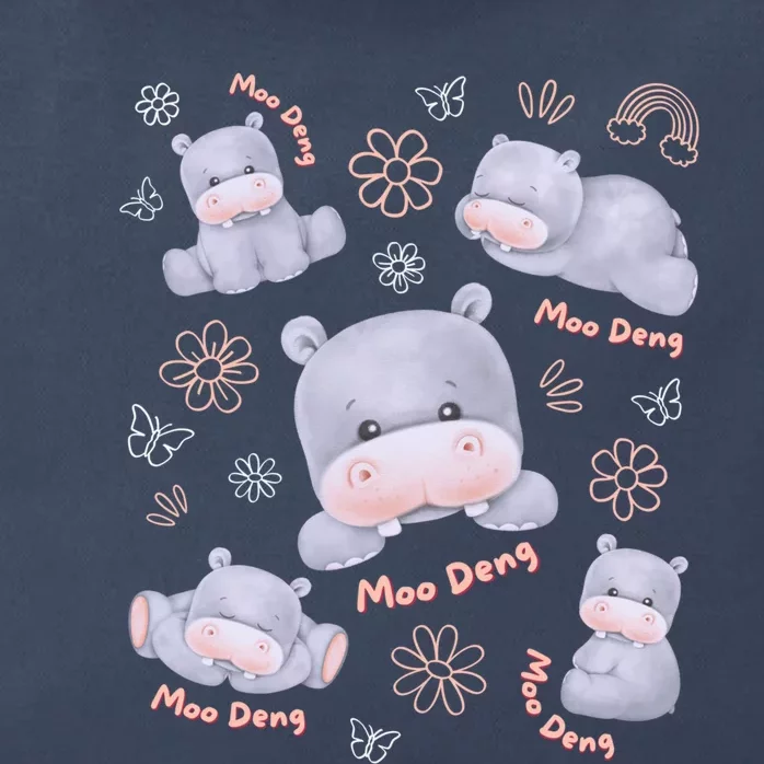 Moo Deng Hippo Pig Flower Cute Baby Pygmy Moodeng Souvenir Zip Tote Bag