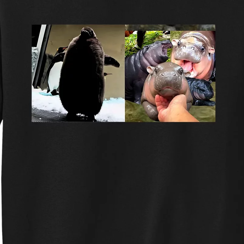 Moo Deng Hippo And Baby Penguin Pesto Sweatshirt