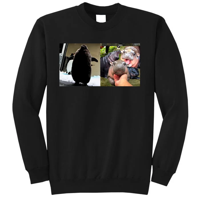 Moo Deng Hippo And Baby Penguin Pesto Sweatshirt