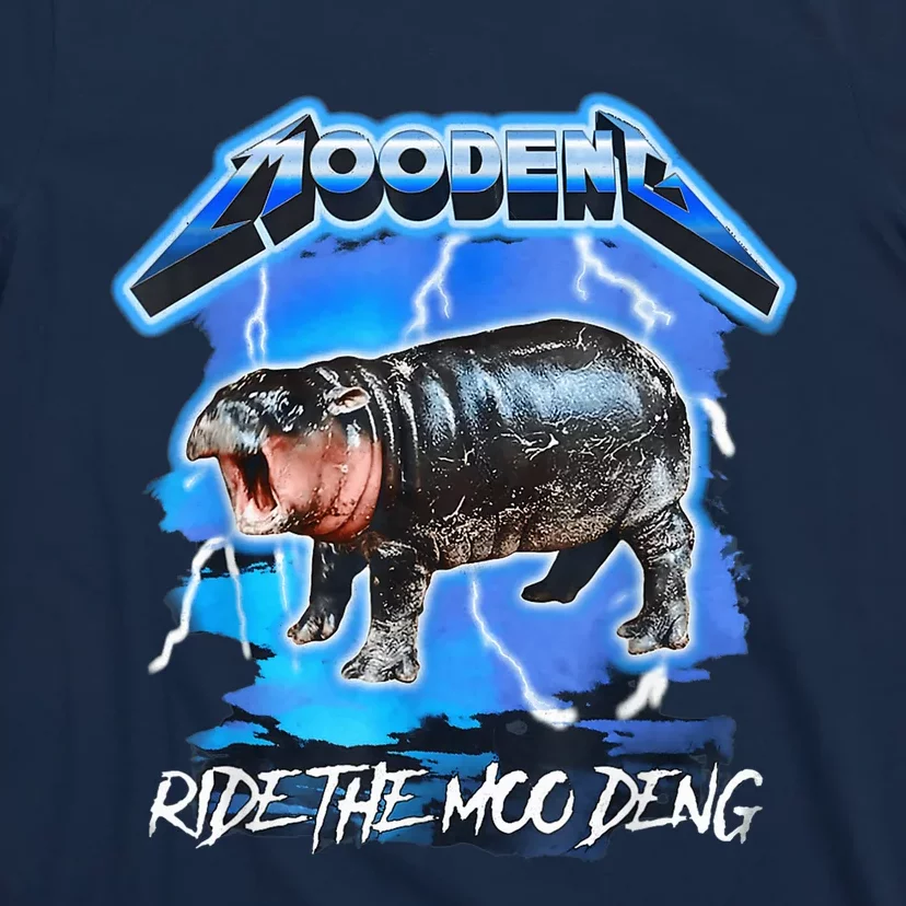 Moo Deng Hippo Ride The Moo Deng Music Rock Style T-Shirt