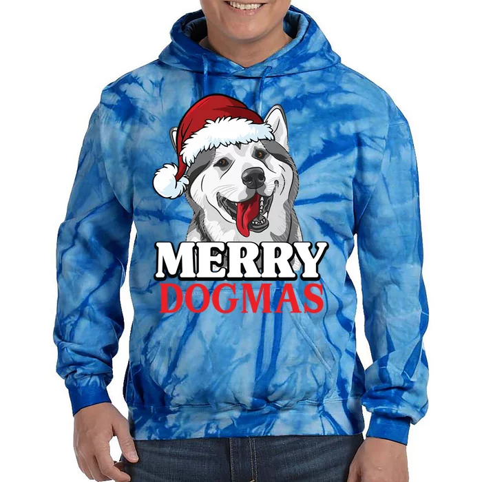 Merry Dogmas Husky Dog Christmas Gift Tie Dye Hoodie