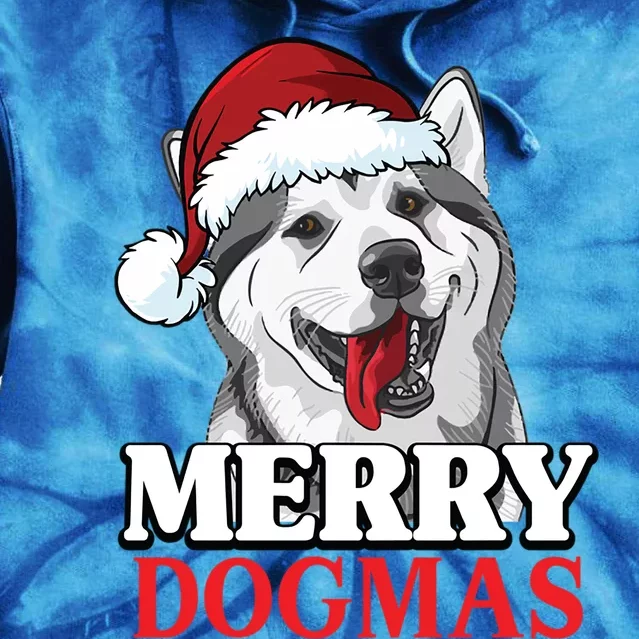 Merry Dogmas Husky Dog Christmas Gift Tie Dye Hoodie