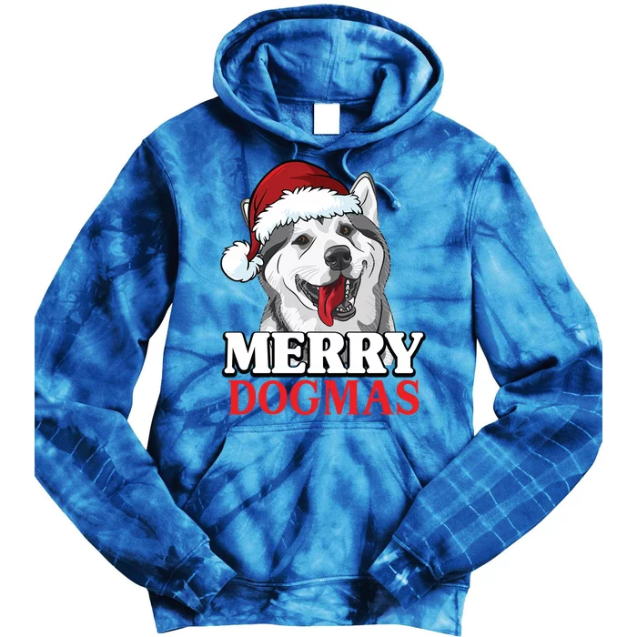 Merry Dogmas Husky Dog Christmas Gift Tie Dye Hoodie