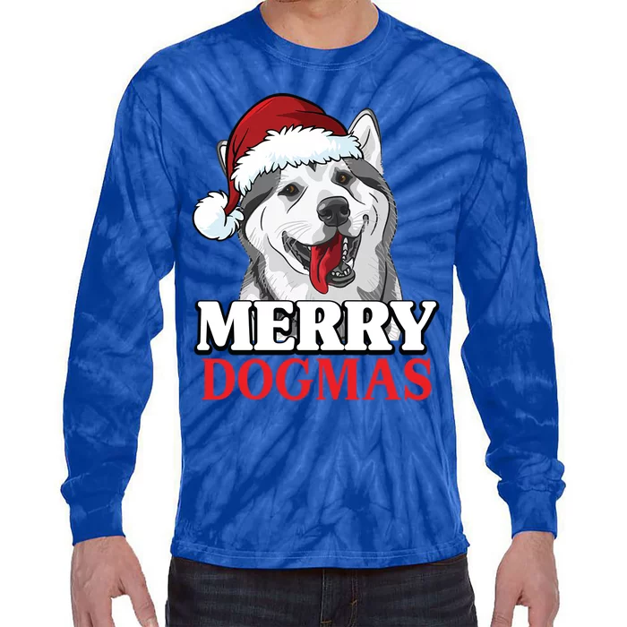 Merry Dogmas Husky Dog Christmas Gift Tie-Dye Long Sleeve Shirt