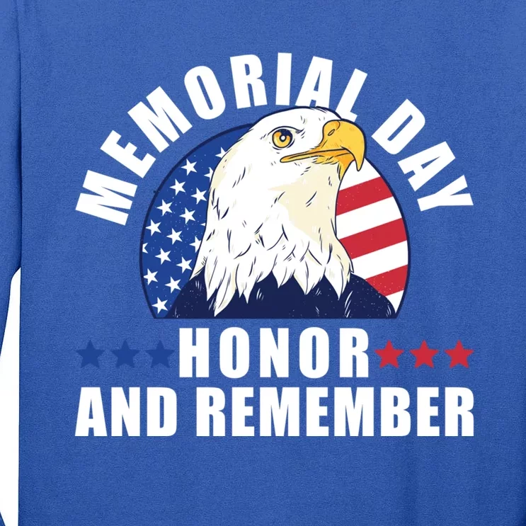 Memorial Day Honor And Remember Bald Eagle Patriotic Gift Tall Long Sleeve T-Shirt