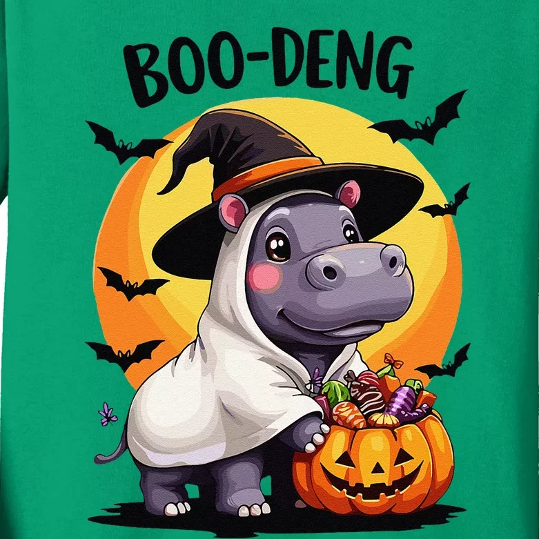 Moo Deng Halloween Boo Deng Costume Moodeng Hippo Kids Long Sleeve Shirt