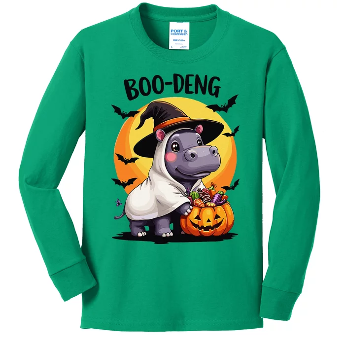 Moo Deng Halloween Boo Deng Costume Moodeng Hippo Kids Long Sleeve Shirt