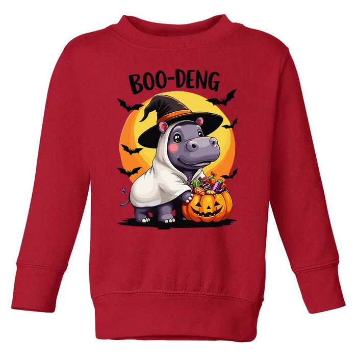 Moo Deng Halloween Boo Deng Costume Moodeng Hippo Toddler Sweatshirt